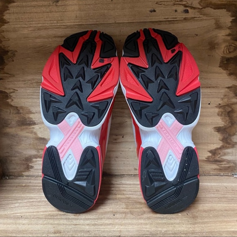 adidas Women's Red Pink White Falcon Sneakers - Picture 6 of 13